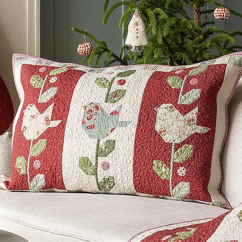 Tilda Merry Little Christmas Winter Birds Pillow Kit Burgundy