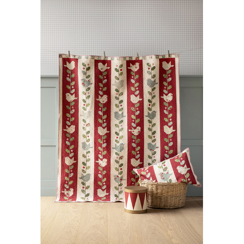 Tilda Merry Little Christmas Winter Birds Quilt Kit Burgundy