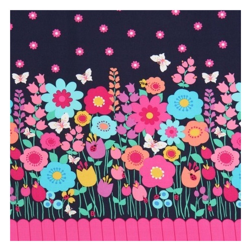 Fabric Remnant-Michael Miller Flutterby Floral Double Border 79cm