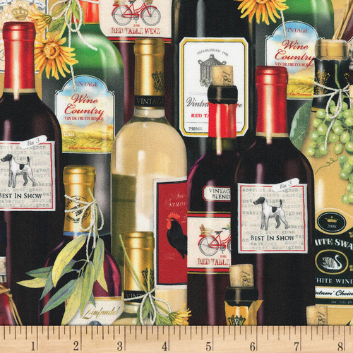 Fabric Remnant- Uncork and Unwind Wines 88cm