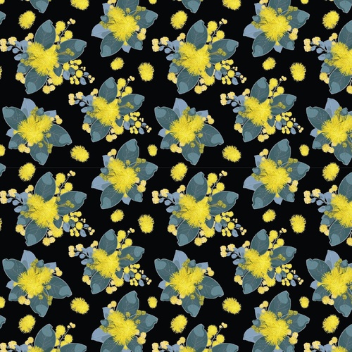 Fabric Remnant- Golden Wattle Australian Wildflowers 47cm