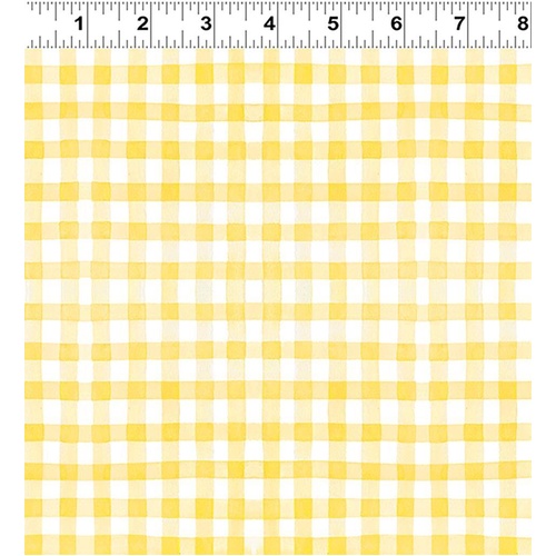 Fabric Remnant- Sunflower Bouquets Digital Gingham 64cm