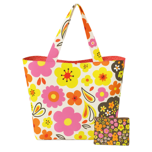 Super Sale Sale Funky Retro Floral Bag & Pouch Kit