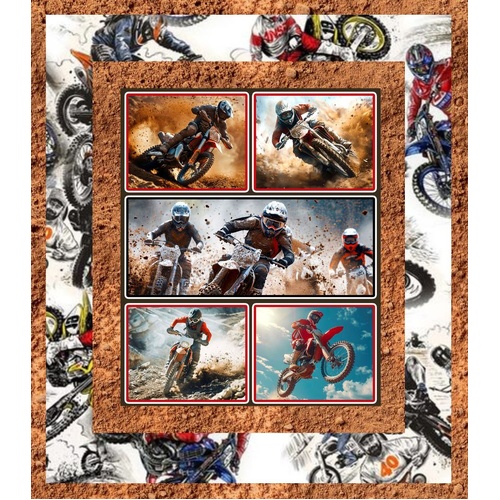 Super Sale Throttle Thrills Dirt Bikes Panel Quilt Kit