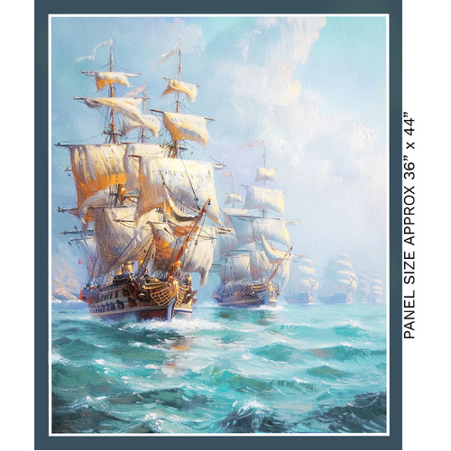 Super Sale Southern Voyage Nautical Sailing Ships 36" Panel 4080A
