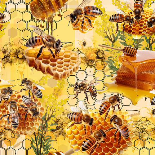 Super Sale Bees Honeycomb Harmony Bumblebees Yellow 4086D