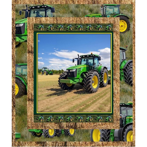 Super Sale Farmers Paradise Country Tractors  Quilt Panel Kit