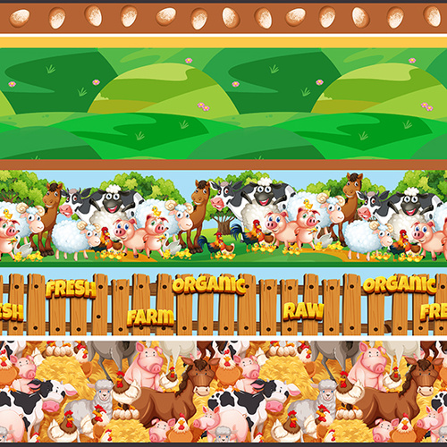 Super Sale Farmyard Friends Animals Stripes 4103C