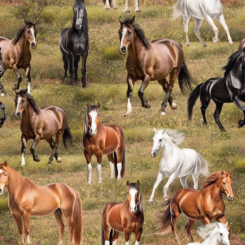 Super Sale Running Free Horses Grass 4124F