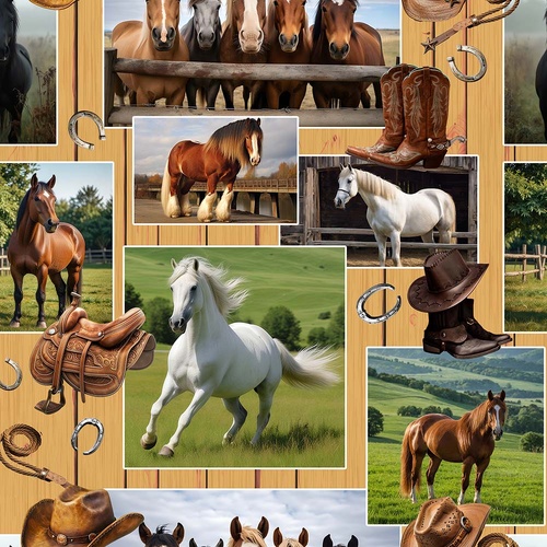 Super Sale Running Free Horses Mixed Collage 4124D