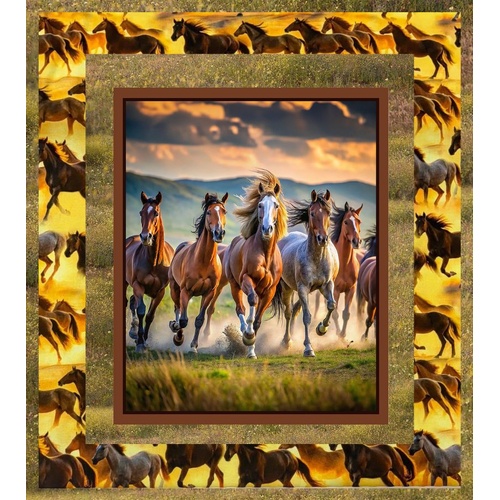 Super Sale Running Free Horses Quilt Panel Kit