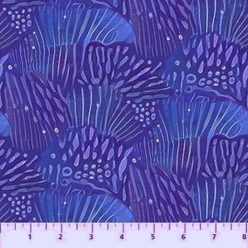 Fabric Remnant- Muse Magic Abstract Scallop Blue 74cm