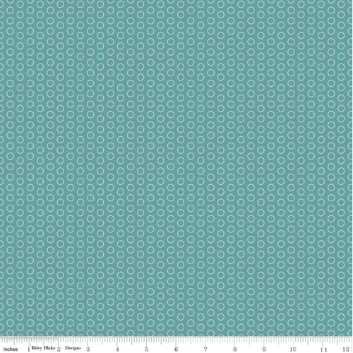 Fabric Remnant-  Circle Dot Tonal Teal 42cm