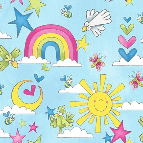 Fabric Remnant-Once Upon a Time Sun and Rainbows Multi 48cm