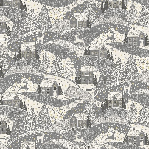 Fabric Remnant-Scandi  Christmas Scenic 45cm
