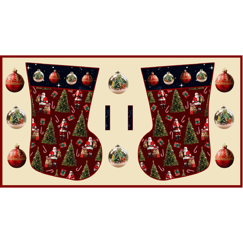Santa in Oz Aussie Christmas Santa Claus Stocking 24" Panel 4107C