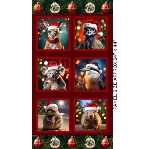 Santa in Oz Aussie Christmas Santa's Helpers 24" Panel 4107B