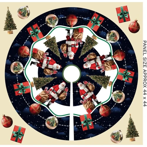 Santa in Oz Aussie Christmas Tree Skirt 44" Panel 4107P