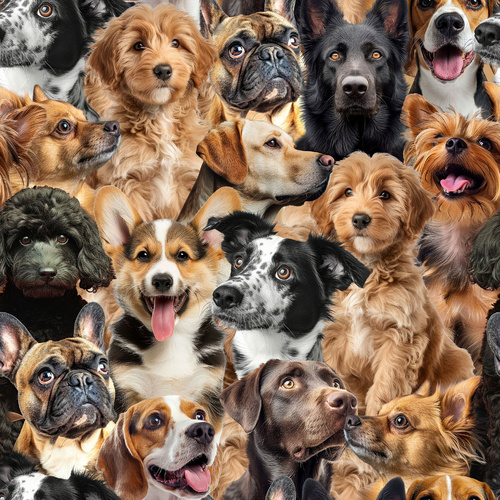 Furry Fun Puppy Dogs Packed Closeup Faces 4060I