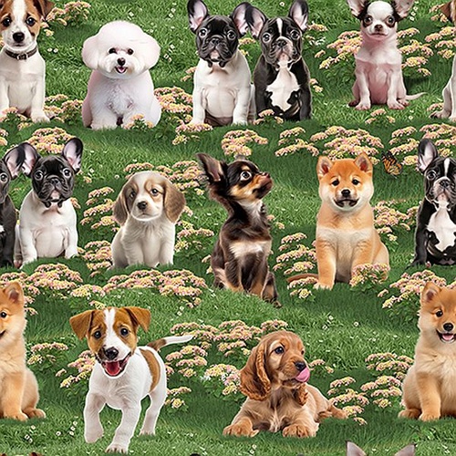 Furry Fun Puppy Dogs Grass Fields 4060H