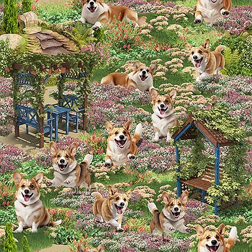 Furry Fun Puppy Dog Corgis Garden 4060E