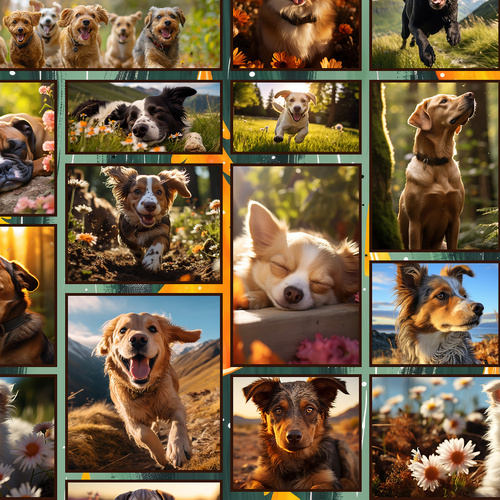 Furry Fun Puppy Dog Collage Blcoks 4060D