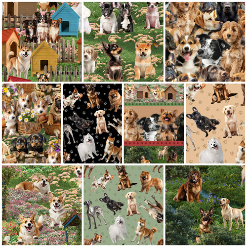 Furry Fun Puppy Dogs Fat Quarter FQ Bundle