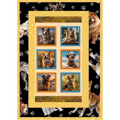 Furry Fun Puppy Dog Quilt Panel Kit