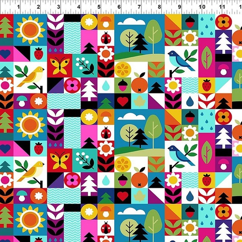 ITB Flock Together Bird Floral Collage Multi 3FT-1