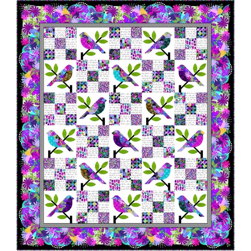 ITB Flock Together Bird Floral Quilt Kit Jewel