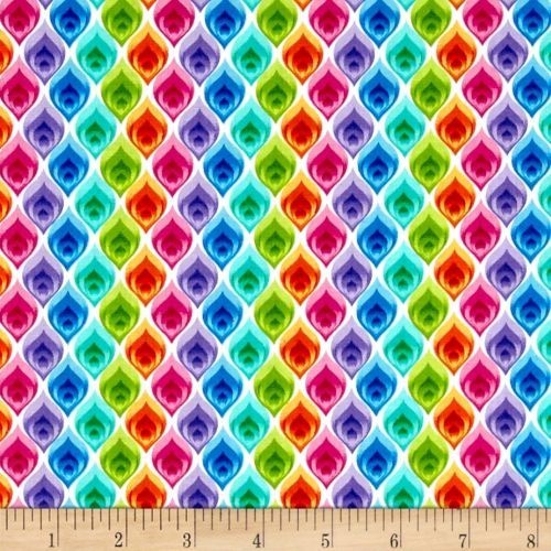 Fabric Remnant- Prism Ogee Multi Rainbow 56cm