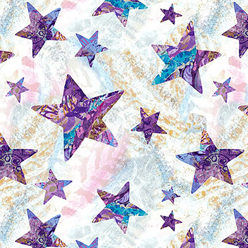 Fabric Remnant-  Unicorn-O-Copia All Stars 52cm