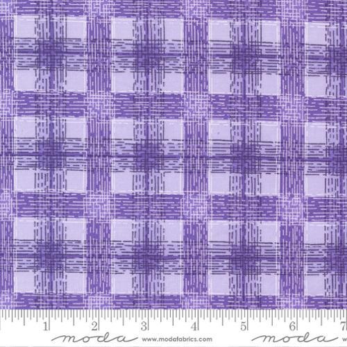 Fabric Remnant- Moda Pansy's Posies Plaids Checks Lavender 80cm