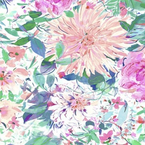 Fabric Remnant-Bee Free Packed Flowers Pastel 62cm