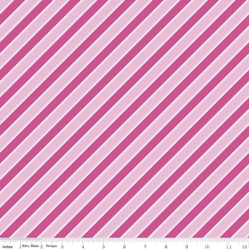 Fabric Remnant-  Malibu Barbie™ Stripe Pink  55cm