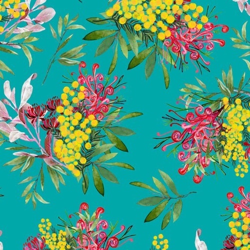 Fabric Remnant- Botanicum Bliss Wattle Bouquet Bliss 85cm