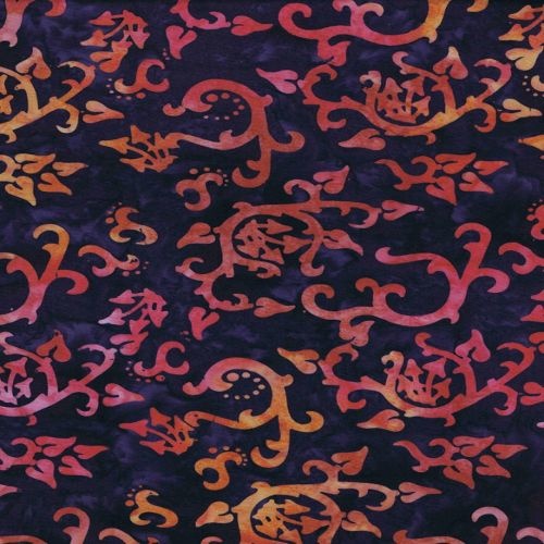 Magic Garden Scroll Batik Purple Orange