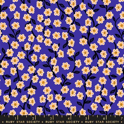 Moda Hello Alice Chatty Garden Florals Blacklight Blue RS2128 14 