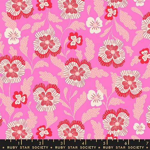 Moda Hello Alice Violets Florals Pink Lipstick RS2126 12