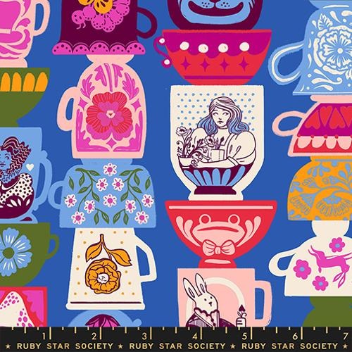 Moda Hello Alice Tea Party Cups Blue Ribbon RS2122 12