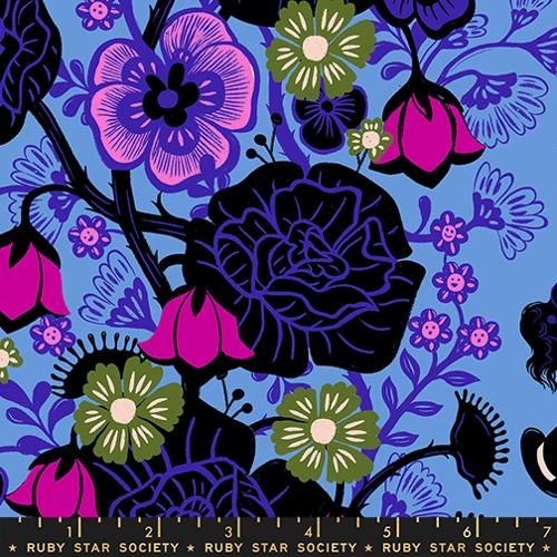 Moda Hello Alice Rabbit Hole Floral Lindley Blue RS2121 14