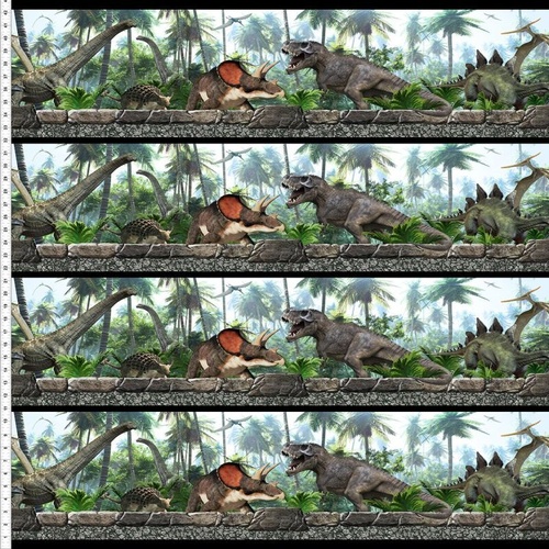 Fabric Remnant | ITB Jurassic Dinosaurs Border (56cm x 112cm)