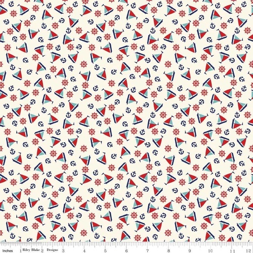 RILEY BLAKE Super Sale Toy Chest Sailboats Red C4857