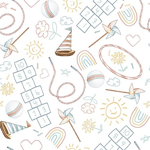 Henry Glass | Boho Buddies – Playful Sketch White 1717-01