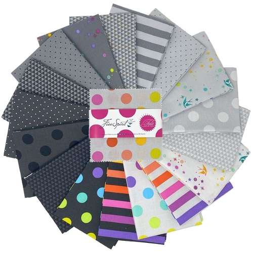 Tula Pink | Graywork True Colors – 5" Charm Pack - 42 Fabric Squares