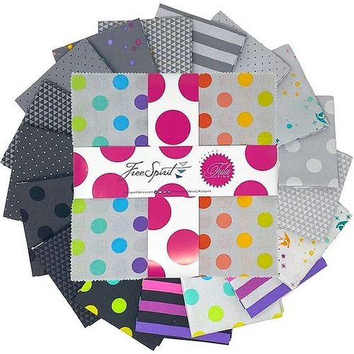 Tula Pink | Graywork True Colors – 10" Charm Pack - 42 Fabric Squares