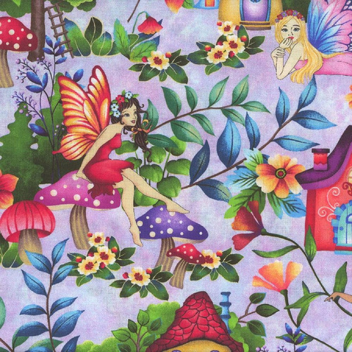 Henry Glass | Down the Fairy Path – Fairies & Toadstools Lilac 3429-50