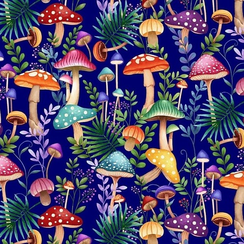 Henry Glass | Down the Fairy Path –Enchanted Toadstools Navy 3430-77