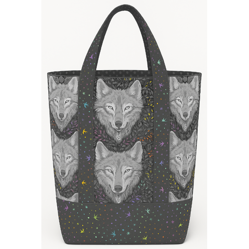 Tula Pink Graywork Wolf Grocery / Library / Carry Bag Kit