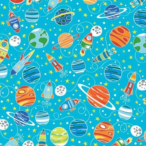 Fabric Remnant | All Systems Glow in Dark Planets Space (99 x 112cm)